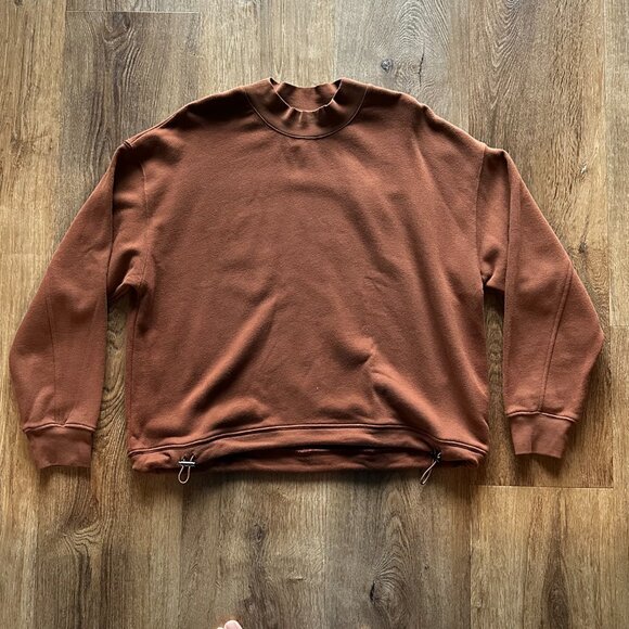 $195 Vince Women's Brown Crewneck Pullover Sweater Size M drawcord hem - Picture 4 of 12